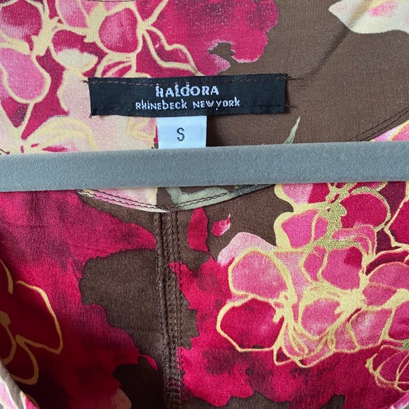 Haldora Rhinebeck New York Floral Print Button Front 3/4 Sleeve Top S - Picture 3 of 7